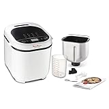 Moulinex Pain Doré OW210130 - Panificadora 1 Kg, pantalla LCD, 12 programas, bizcochos, masas, mermeladas, 3 opciones de tostado y peso, incluye libro de recetas, Acero Inoxidable / Blanco