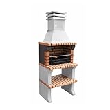 MOVELAR - Barbacoa de Obra Prefabricada de Leña y Carbón Modelo Liz XL (Gris, Naranja - 76 x 58 x 210 cm) REF: 3412/4 - Cocina de Exterior Compacta para Jardín, Terraza o Patio