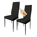 HOME DESIGN & CONFORT Pack de 2 Sillas de Comedor Tapizadas - Sillas Cocina Tapizadas - Sillas Comedor Pack 2 (Black, 2)