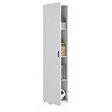 DEKIT GRUPO RIMOBEL Armario Multiusos 1 Puerta, Madera de ingeniería, Blanco, 39x190x35cm