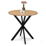 IDMarket Alix – Mesa de comedor redonda para 2-4 personas, pie araña madera y negro, 80 cm