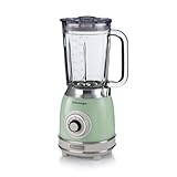 Ariete Batidora De Vaso Vintage, 1000W, Jarra Vidrio 1.5L, 4 Cuchillas Acero Inoxidable, 4 Velocidades, Función Pulse, Verde