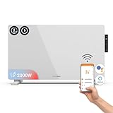 UNIVERSALBLUE Panel de Calefactor Bajo Consumo con WiFi 2000W - Panel de Cristal Blanco - Radiador Eléctrico Control con Móvil - Temporizador y Sistema Seguridad
