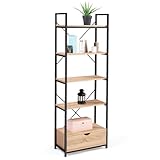 IDMarket - Estantería de 5 niveles con cajón DETROIT diseño industrial