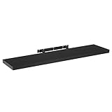 LOLAhome Estante de Pared Flotante de Madera MDF Negro Decorativo,Balda de Pared,De 23x120 cm para Salón, Cocina, Oficina, Dormitorio,Resistente