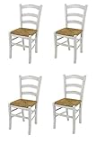 t m c s Tommychairs - Set 4 sillas Shabby Chic Venezia para Cocina y Comedor, Estructura en Madera de Haya Envejecida artesanalmente a Mano y Asiento en Paja