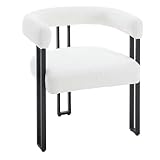 WOLTU Silla Comedor, Silla de Cocina de Chenilla, Sillon de Salon con Patas Metalicas, Butaca Tapizada, Asiento Cómodo, Silla Moderna para Sala de Estar, Restaurante, Balcon, Crema, EZS25cm-1