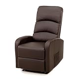 ECODE® Sillon de Relax Reclinable - Sillón de Polipiel con Reclinacion Manual y Triple Acolchado- Sillones Stressless Ideales para Personas Mayores (Marron)