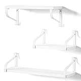 Love-KANKEI Baldas Pared Madera Estantes Flotantes con Juego de 3 Baldas Colgar Pared en Forma de U Baldas Flotantes Pared Blancas para Cocina, Habitación de los Niños, Baño (Blanco)