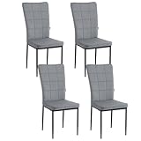 WOLTU Sillas Comedor Pack de 4, Sillas Comedor Tapizadas, Respaldo Alto, Sillon Moderno de Terciopelo, Sillas Ergonómicas con Patas de Metal para Comedor, Dormitorio, Salón, Gris Oscuro, EZS22dgr-4