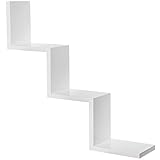 TecTake Estanteria de Pared en Zigzag, Estante Retro, Ideal para Libros CDs Decoración, Incl. Material de Montaje (Blanco)