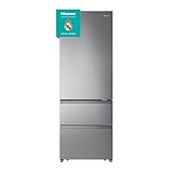 Hisense RT641N4AIE - Frigorífico Combi No Frost Inox Puerta Francesa, Eficiente Clase E, Capacidad 493 L con 200 cm Alto, Super Freeze, Total No Frost, Puerta Reversible, Silencioso 38dB, Color Inox