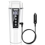 Hervidor Eléctrico Coche de 12V/24V para Camiones, Coches, Taxis, Mini Hervidor Portátil para Coche de 450ml para Agua Café, con Regulador de Temperatura, Mantiene Caliente