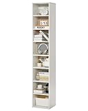 VEVOR Estantería Estrecha de 8 Niveles de 33 x 30 x 180 cm, Estantería Abierta de Madera con Estantes de Altura Ajustable, Estantería de Piso de Exhibición Alta para Biblioteca, Oficina, Blanco