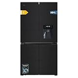 Cecotec Frigorífico Americano 4 Puertas de Cristal de 560 L Bolero CoolMarket 4D 564 Glass E. 183 cm de Alto, 91 cm de Ancho, Dispensador de Agua, Bajo Consumo, Motor Inverter Plus, Total NoFrost