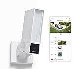 Netatmo Cámara de vigilancia exterior inteligente con sirena de 105 dB, WiFi, iluminación integrada, detección de movimiento, visión nocturna, sin suscripción, blanca, NOC-S-W-DE