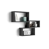 MOBILI FIVER, Set de 3 estantes de Pared rectangulares Giuditta, Color Madera Negra, Aglomerado y Melamina, Estante Cubo para Cocina y salón, Made In Italy