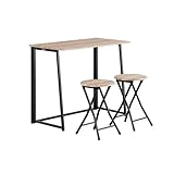 SoBuy OGT18-N,ES Set Mesa Alta de Bar y 2 Taburetes,Mueble Plegable para Cocina (2 Taburetes)