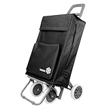 Carro de la Compra Plegable con Bolsa Térmica 4 Ruedas para Subir Escaleras, Carrito del Mercado, Bolsa Impermeable isotérmica de 46L litros. Porta Paraguas. (Negro)