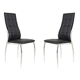 Miroytengo Pack de 2 Sillas para Comedor Salón Laci Estilo Moderno Color Negro de Polipiel 101x51x45 cm
