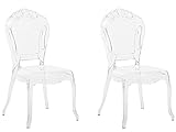 Beliani Conjunto de 2 sillas de Comedor Transparentes de acrílico con Respaldo sólido sin reposabrazos apilables diseño Vintage Vermont