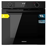 Cecotec Horno Multifunción Integrable 60cm Bolero Hexa M226000 Glass Black A. 2800W, 72L, 7 Funciones, Modo Grill, Fan Assisted Grill, Modo Convección, Defrost, Steam Base X2, Steam EasyClean y Assist