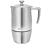 VeoHome - Cafetera Italiana de Acero Inoxidable 10 tazas 500 ml – Cafetera Moka para cocinas Inducción, Vitrocerámica y de Gas - Estilo Espresso – Irrompible, Segura y apta para Lavavajillas