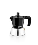 Monix Induction Inox Cafetera Italiana de Aluminio y Acero Inoxidable, 3 tazas de capacidad, Mango termorresistente, Fácil de Lavar, Apta para todo tipo de Cocinas incluida Inducción, color negro