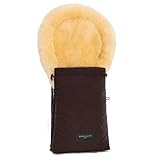 Saco cubrepiernas OSLO de piel de cordero para capazo o carrito de bebé de WERNER CHRIST BABY –Universal (78x33 cm) para invierno de curtido medicinal, en marrón chocolate