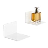 Sezanrpt Juego de 2 estantes de pared pequeños blancos de 10 cm, acrílico pequeño flotante para altavoces, plantas, reloj digital, cámaras de seguridad, resistentes, 2 unidades