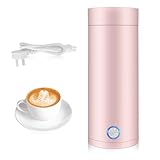 Riisoyu Hervidor Agua Electrico, 3 en 1 Hervidor de Agua Pequeño y Mini Termo Hervidor de Viaje Inoxidable Hervidor Eléctrico Portátil Apagado Automático para Hacer Leche, Café y Té, Rosa