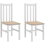 HOMCOM Juego de 2 Sillas de Comedor Silla de Cocina con Respaldo de Listones Marco de Madera de Pino para Sala de Estar y Comedor Carga 120 kg 38,5x47,5x99 cm Blanco