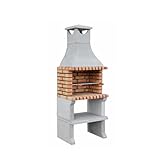 MOVELAR - Barbacoa de Obra Prefabricada de Leña y Carbón Modelo Nápoles XL (Gris, Naranja - 76 x 58 x 207 cm) REF: 3610/2 - Cocina de Exterior Compacta para Jardín, Terraza o Patio