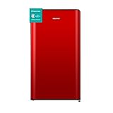 Hisense RR106D4CRF - Frigorífico Una Puerta, Table Top, Alto 87 Cm, Congelador, Estantes XL, Cajón frutas y verduras, Silencioso 36 dBA, Color Rojo