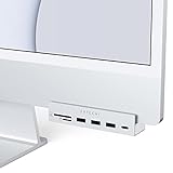 SATECHI Pinza Hub USB-C – Puerto De Datos USB-C, Datos USB-A 3.0, Lector De Tarjetas Micro/SD – para Apple Studio Display y 2021 iMac M1 24'. No Es Apto para iMac 2020 y Modelos Anteriores (Plata)