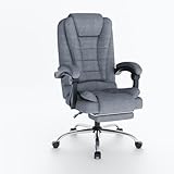 naspaluro Silla de Oficina con Reposapiés, Ergonómica Silla Ejecutiva con Respaldo Alto, Altura Ajustable, Silla Giratoria, Computadora Silla Reclinable, Gris