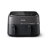 Philips Airfryer DualBasket - Cocina sano, rápido y versátil, 9L de capacidad, pantalla táctil, diseño con 2 cestas (NA350/00)