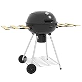 Outsunny Barbacoa de Carbón Barbacoa Portátil con 2 Ruedas Estantes Plegables Termómetro y Parrilla Metálica para Pícnic Camping 117x68x91 cm Negro