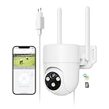 NUASI 4G LTE Cámara Vigilancia Exterior con Tarjeta SIM, 360° PTZ Cámara IP con Detección Humana AI e Visión Nocturna Colorida, Audio Bidireccional e Grabación 24/7 Avec Tarjeta 32GB
