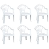 Acan Tradineur - Pack de 6 Sillas Infantiles Modelo Tipi - Fabricado en España -Ligera y fácil de Transportar - Ideal para Jugar, Leer y Dibujar - 50 x 35 x 28 cm - Color Blanco