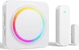 BITIWEND Timbre de Alarma para Puerta y Ventana, con luz RGB, 0-110 dB, Alcance de 180 m, protección antirrobo, Sensor de Puerta, inalámbrico, Timbre de Puerta, Timbre inalámbrico para casa, Oficina