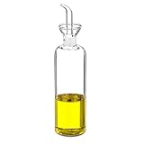 TIENDA EURASIA – Aceitera Cilíndrica | Material Cristal | Aceitera Antigoteo | Transparente | para Mesa de Cocina | Fácil de Limpiar | Aceiteras para Cocina (500 ml)