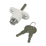 Amig - Cerradura de Seguridad para Ventanas Correderas Mod.45 - Cierre de Sobreponer con 2 Llaves + Tirafondos para su Instalación - De Acero Acabado en Blanco - Medidas: 53 x 23 mm