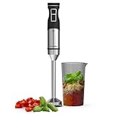 UNIVERSALBLUE Batidora de Mano Potente con 2300W con Motor DC, Turbo y 9 Velocidades – Cuchillas de Acero Inoxidable - Pica y Tritura Hielo, Vaso de 700 ml, Ergonómica y Fácil de Limpiar