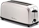 Moulinex Classic LS330D Tostador Acero Inoxidable, 2 Ranuras largas y anchas, 1400 W, 6 Posiciones Tostado, Función Stop y Bandeja Recogemigas, para Todo Tipo de Pan normal, molde, artesano