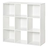HOMCOM Estantería Librería 3 Niveles Armario de Almacenamiento 9 Cubos Estantería de Pie Separador de Habitación Estante de Exposición 91,5x29,5x91,5cm Madera