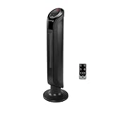 Rowenta Intense Comfort Hot SO9420 - Calefactor cerámico de torre, silencioso, 3 potencias regulables hasta 2400 W, función Eco, temporizador, función auto y manual, incluye mando a distancia, Negro