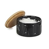 Balvi Bote para Sal en Escamas Salt Color Negro Elegante Salero con Tapa para Cocina Cerámica/bambú 4