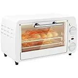 HOMCOM Horno Eléctrico Sobremesa 10 Litros 750W Horno Eléctrico Pequeño con Temperatura hasta 230 ℃ Temporizador 60 Minutos Bandeja y Rejilla 36,5x26x22 cm Blanco