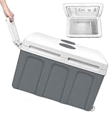 Froadp Nevera Eléctrica Portátil para Coche 12v y 230v Refrigerador Eléctrico de Camping con Función de Refrigeración y Calefacción 48 Litros con Asa de Transporte Cajón Congelador para Camión Barco